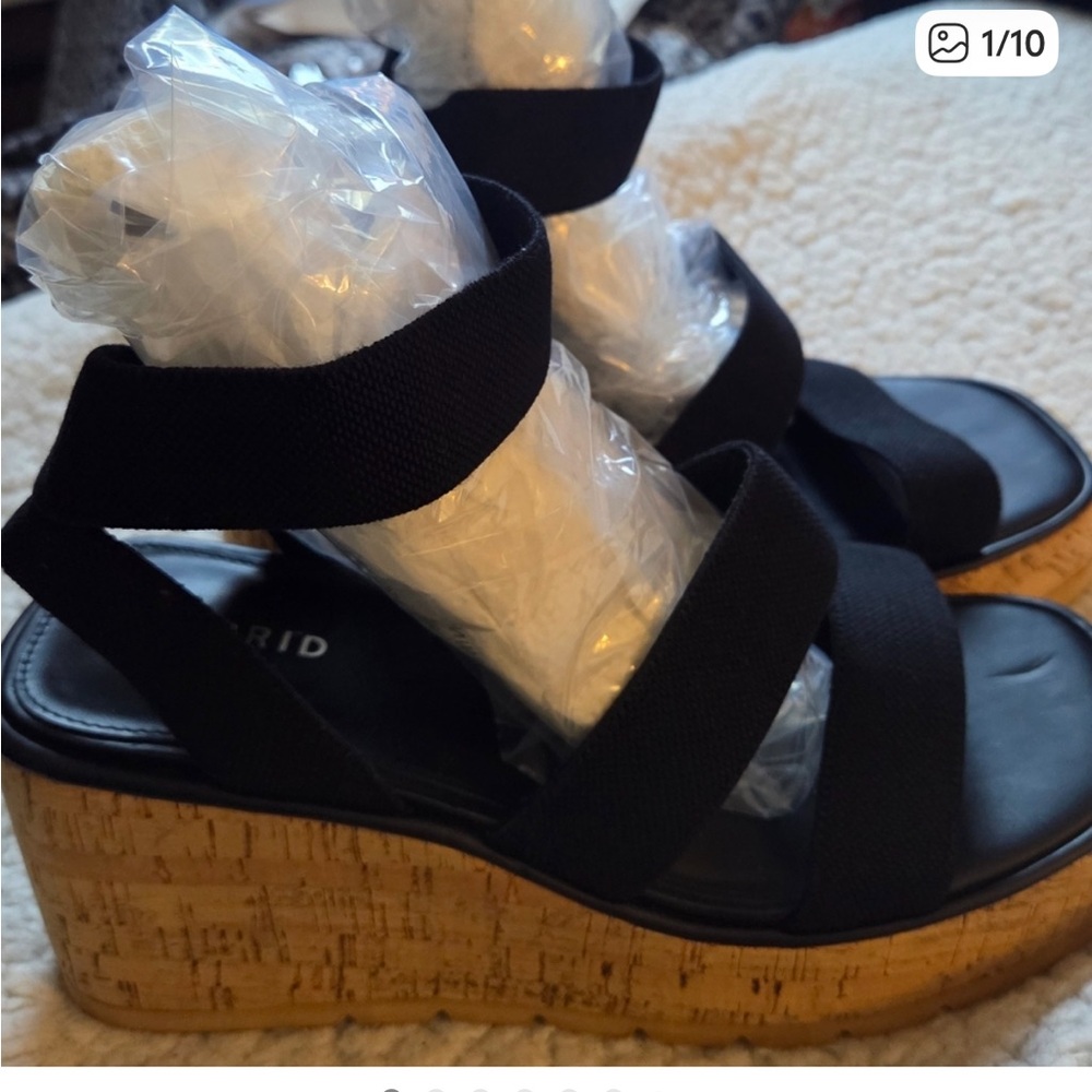 torrid Black Cork Platform Wedge Sandals